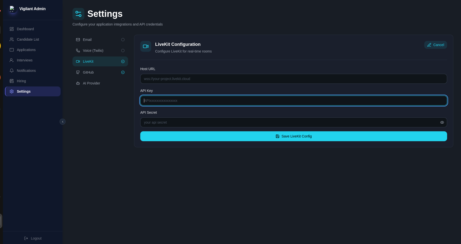 LiveKit Configuration